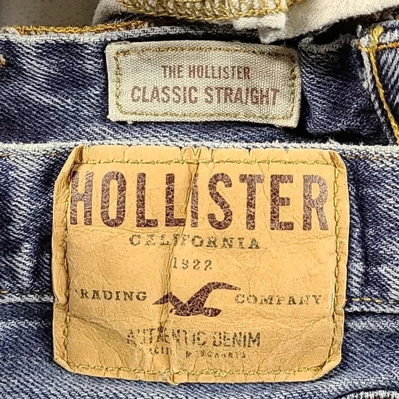HOLLISTER VINTAGE CLASSIC STRAIGHT MEN'S DISTRESSED DENIM BLUE 30x28 FADE JEAN. - Picture 7 of 8